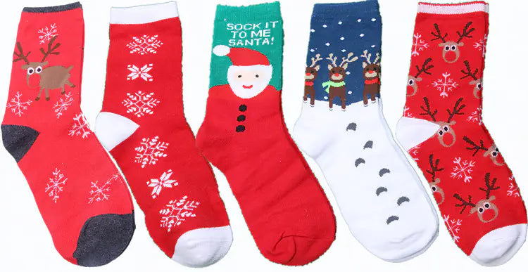 Christmas Gift Box of Reindeer Pattern Cotton Socks