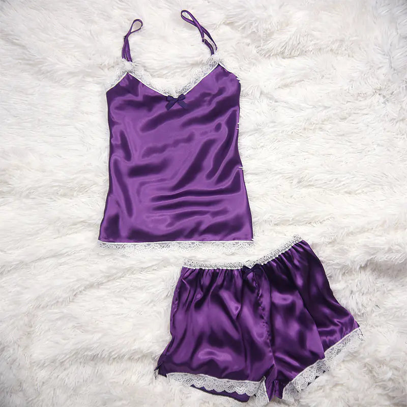 Lace and Satin Lingerie Cami Sleepwear Set
