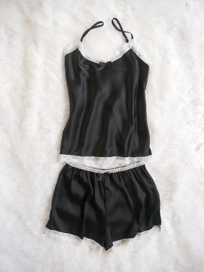 Lace and Satin Lingerie Cami Sleepwear Set