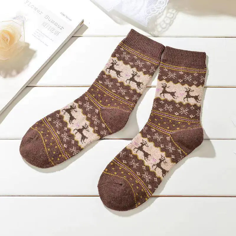 Christmas Elk Angora Wool Mid-Calf Socks