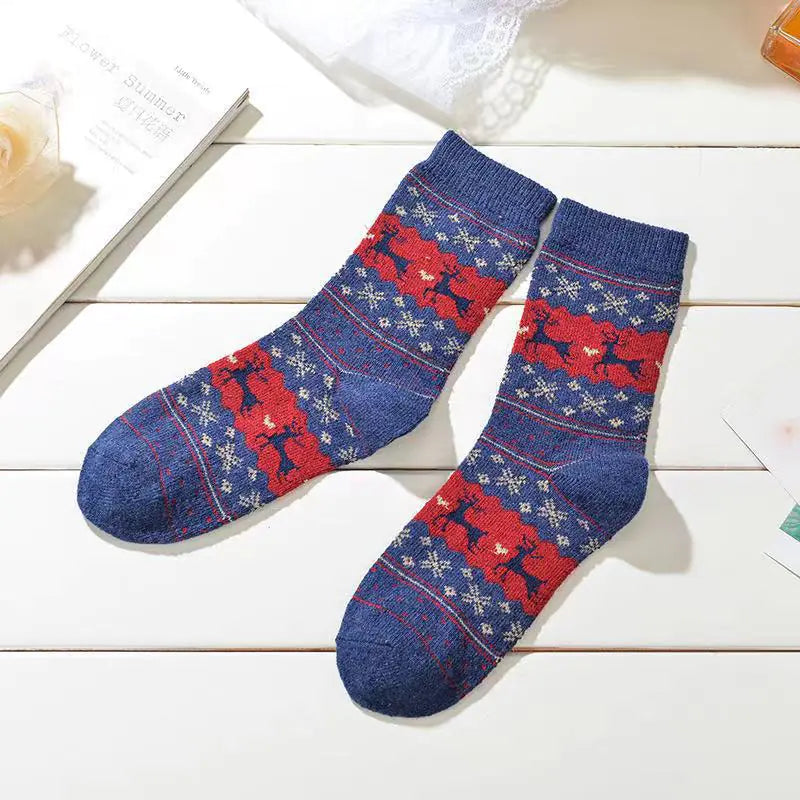Christmas Elk Angora Wool Mid-Calf Socks