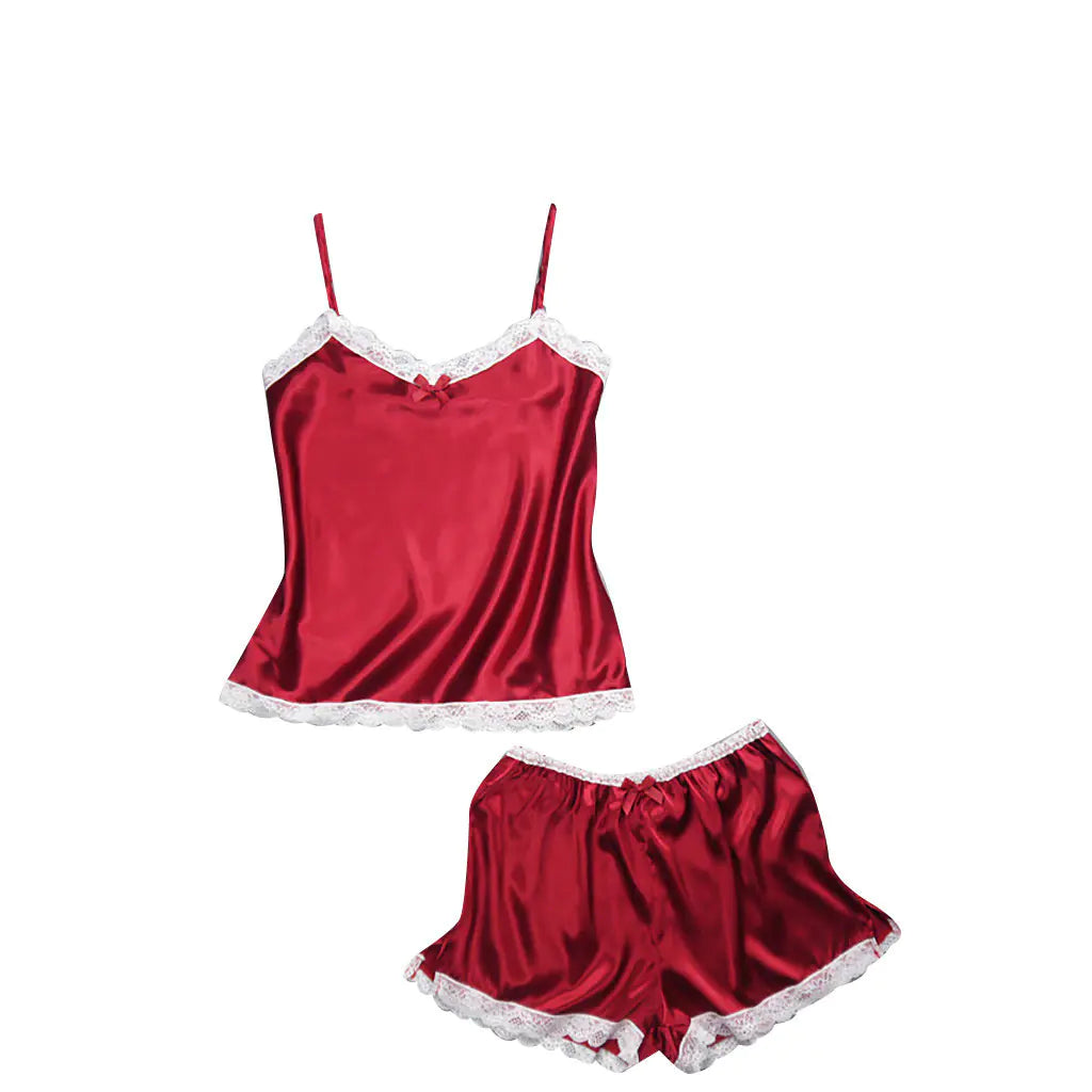 Lace and Satin Lingerie Cami Sleepwear Set